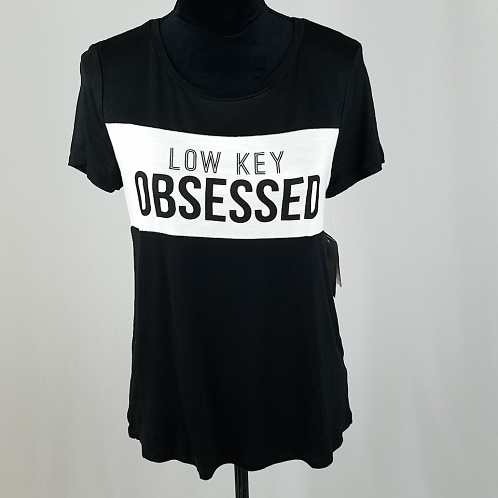 Rebellious One‎ Juniors M Low Key Obsessed graphic T-Shirt short sleeve gorpcore